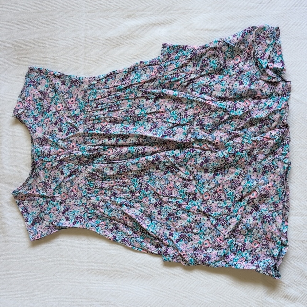 joe fresh floral viscose pocket tunic dress with button down back 5T girls
